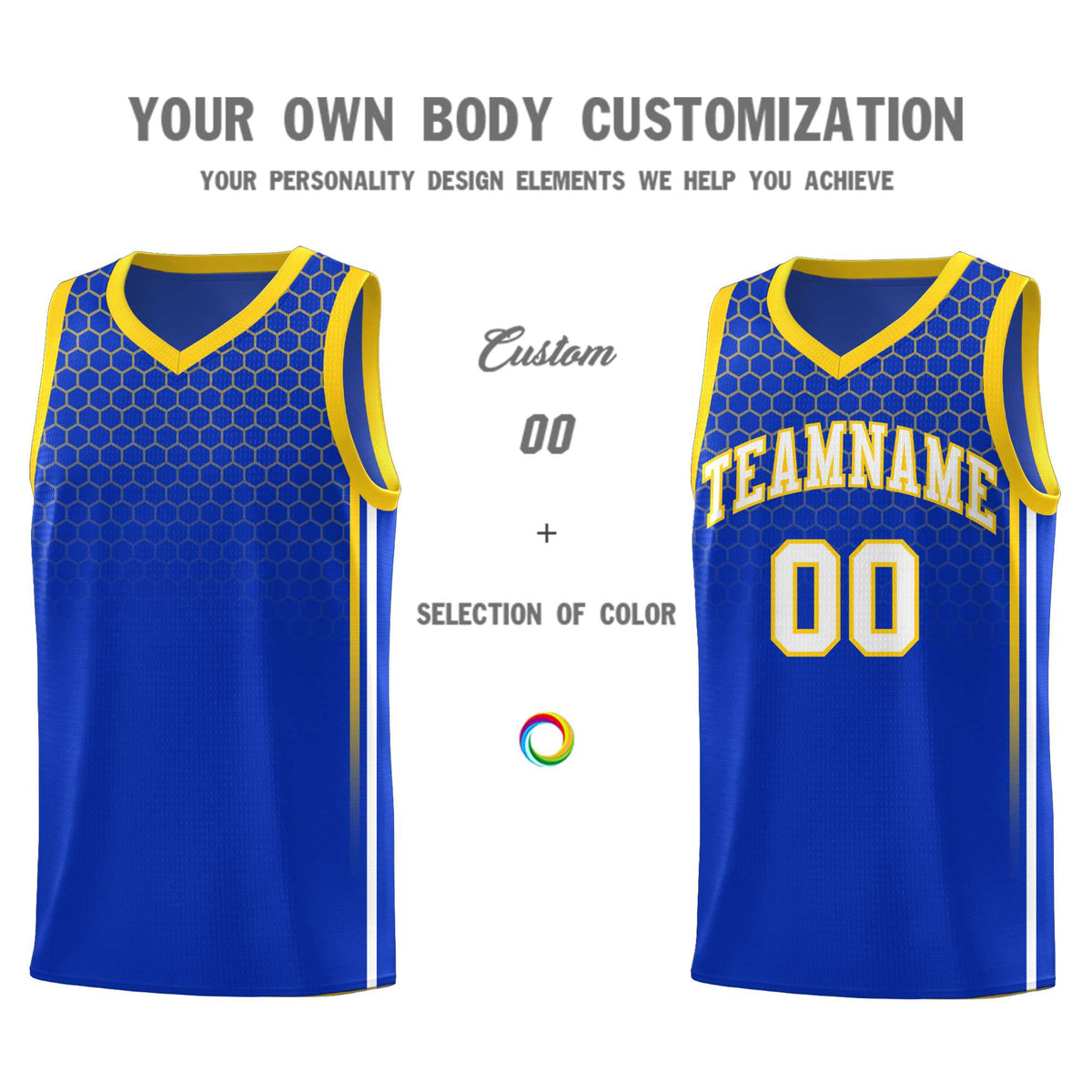 Custom Royal Personalized Honeycomb Pattern Sports Uniform Basketball Jersey