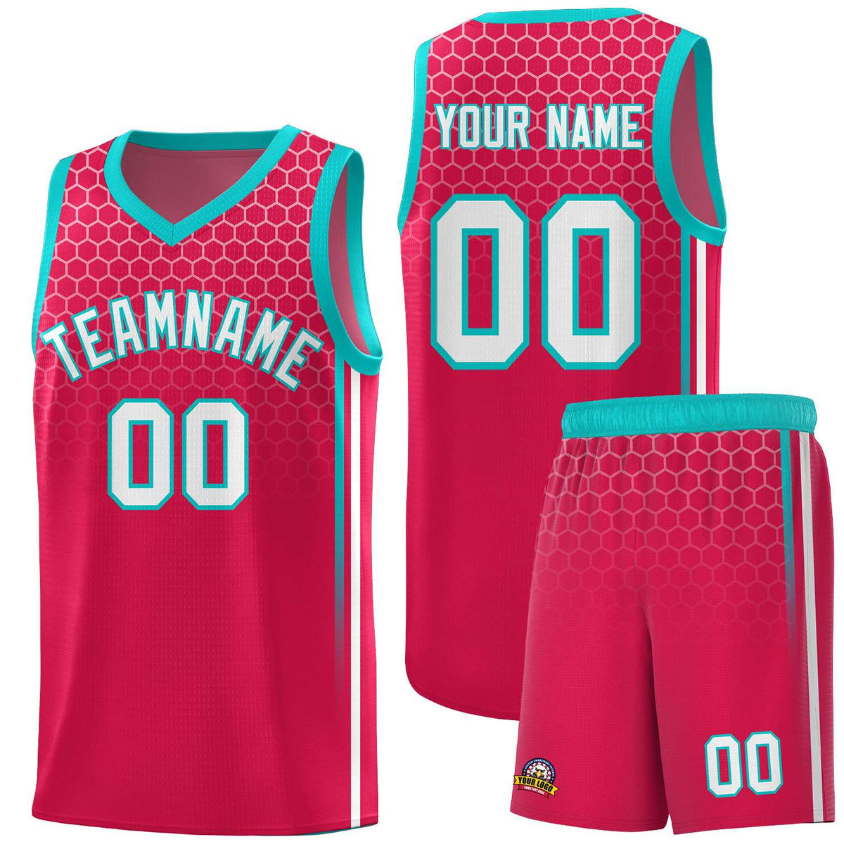 Custom Red Personalized Honeycomb Pattern Sports Uniform Basketball Jersey