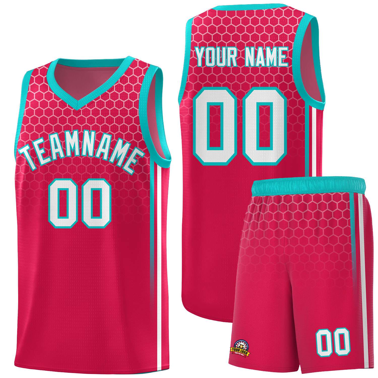 Custom Red Personalized Honeycomb Pattern Sports Uniform Basketball Jersey