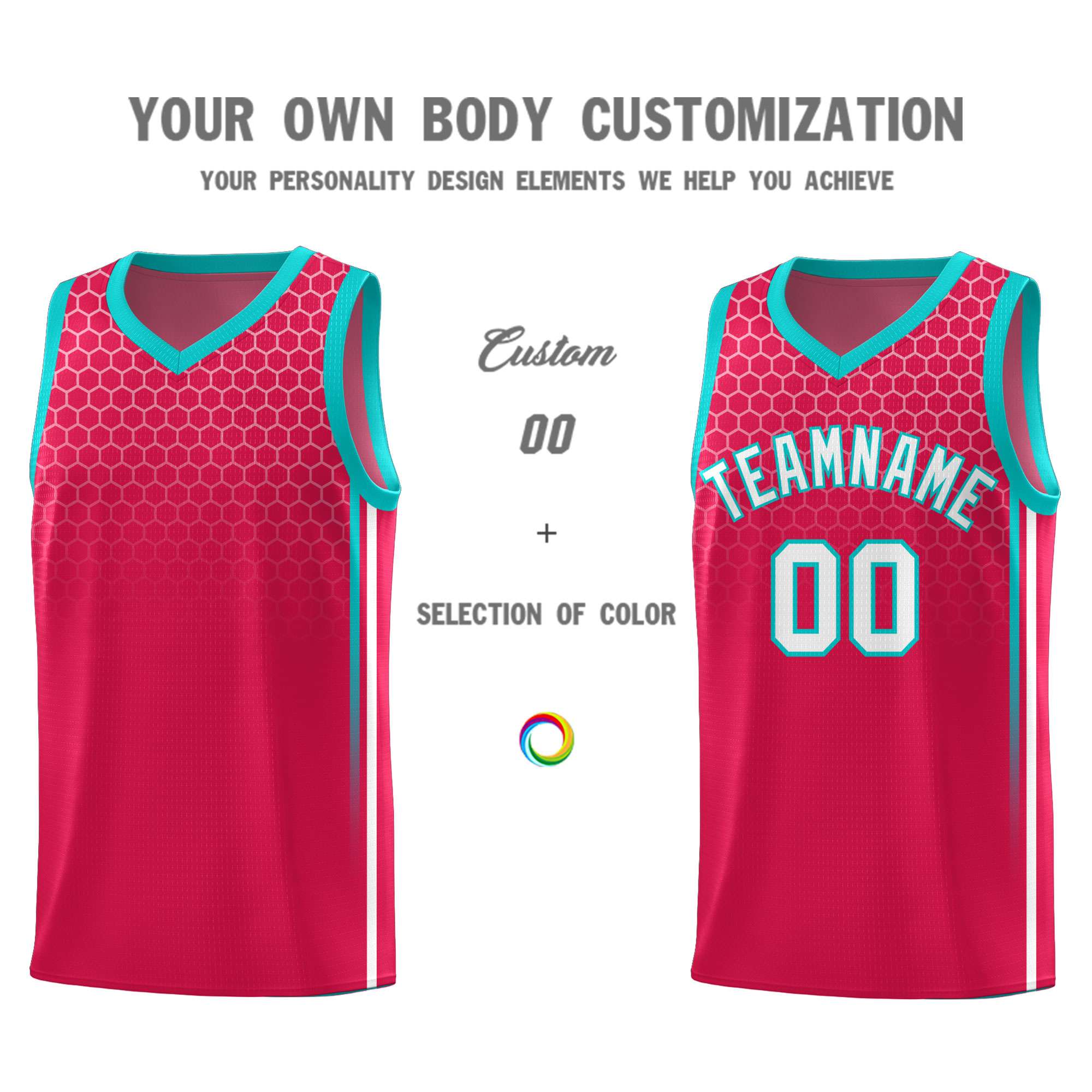 Custom Red Personalized Honeycomb Pattern Sports Uniform Basketball Jersey