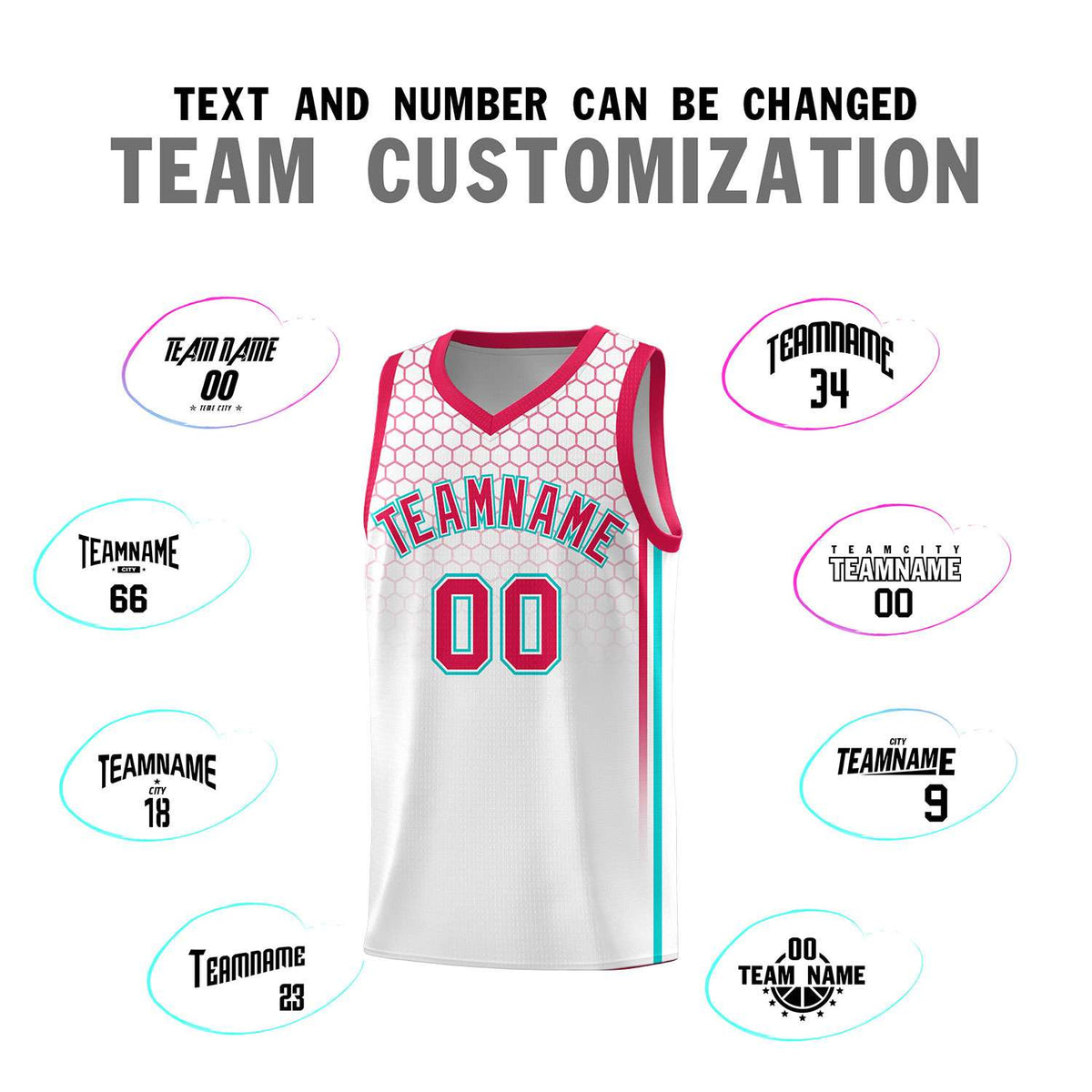 Custom White Personalized Honeycomb Pattern Sports Uniform Basketball Jersey