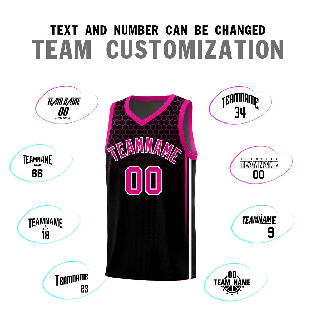 Custom Black Personalized Honeycomb Pattern Sports Uniform Basketball Jersey