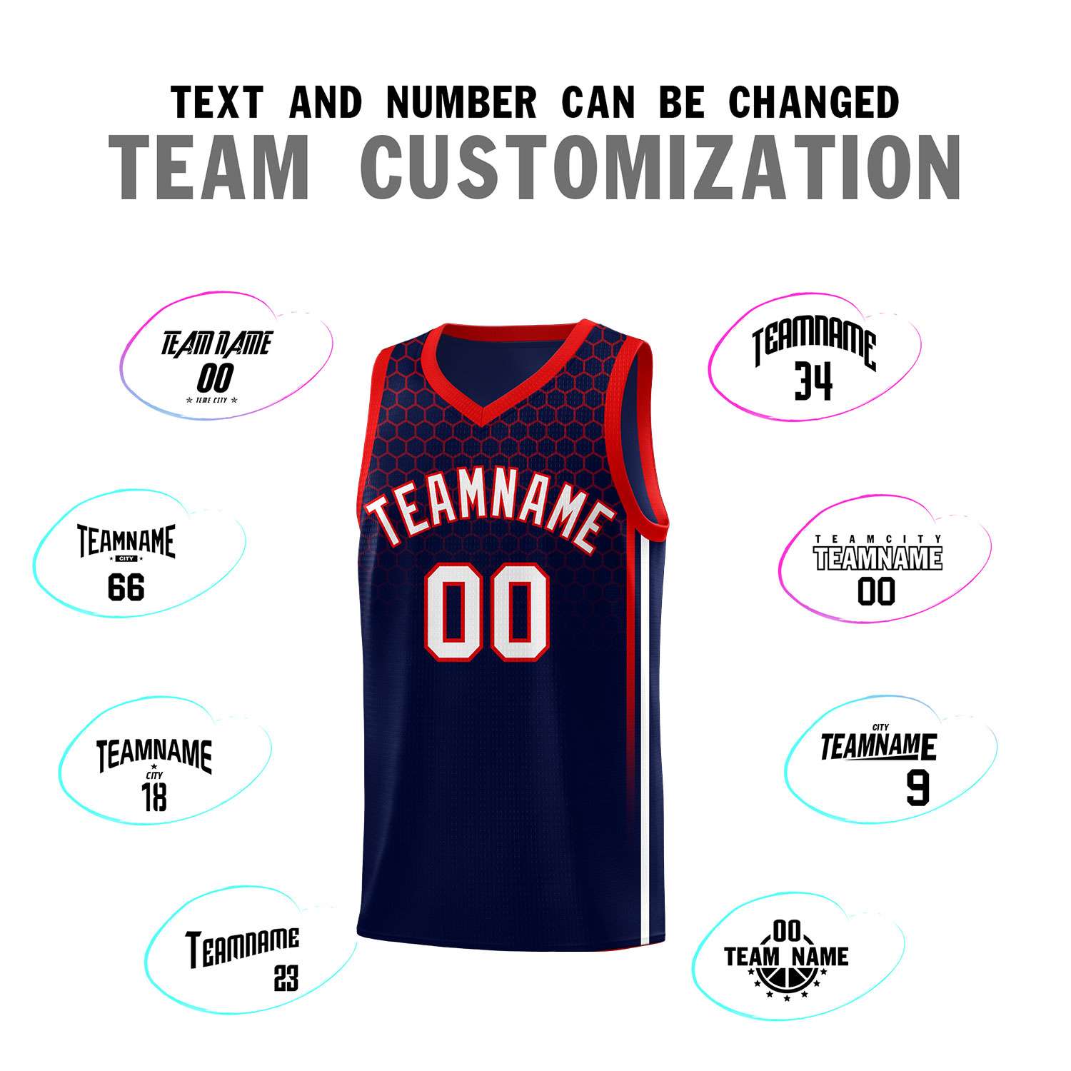 Custom Navy Personalized Honeycomb Pattern Sports Uniform Basketball Jersey