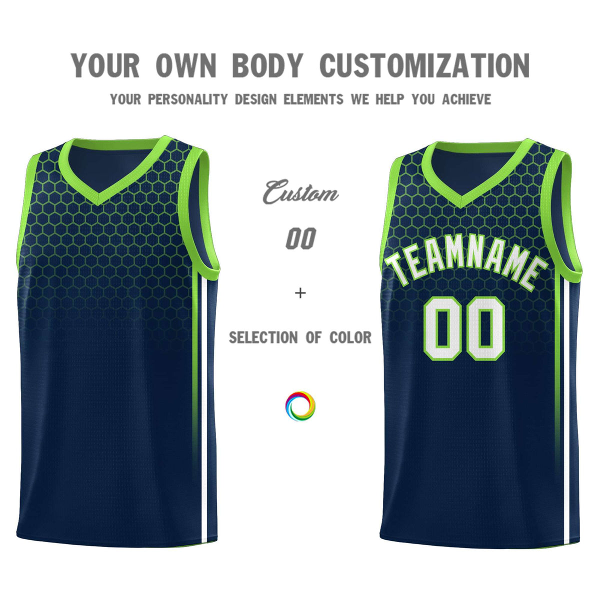 Custom Navy Personalized Honeycomb Pattern Sports Uniform Basketball Jersey