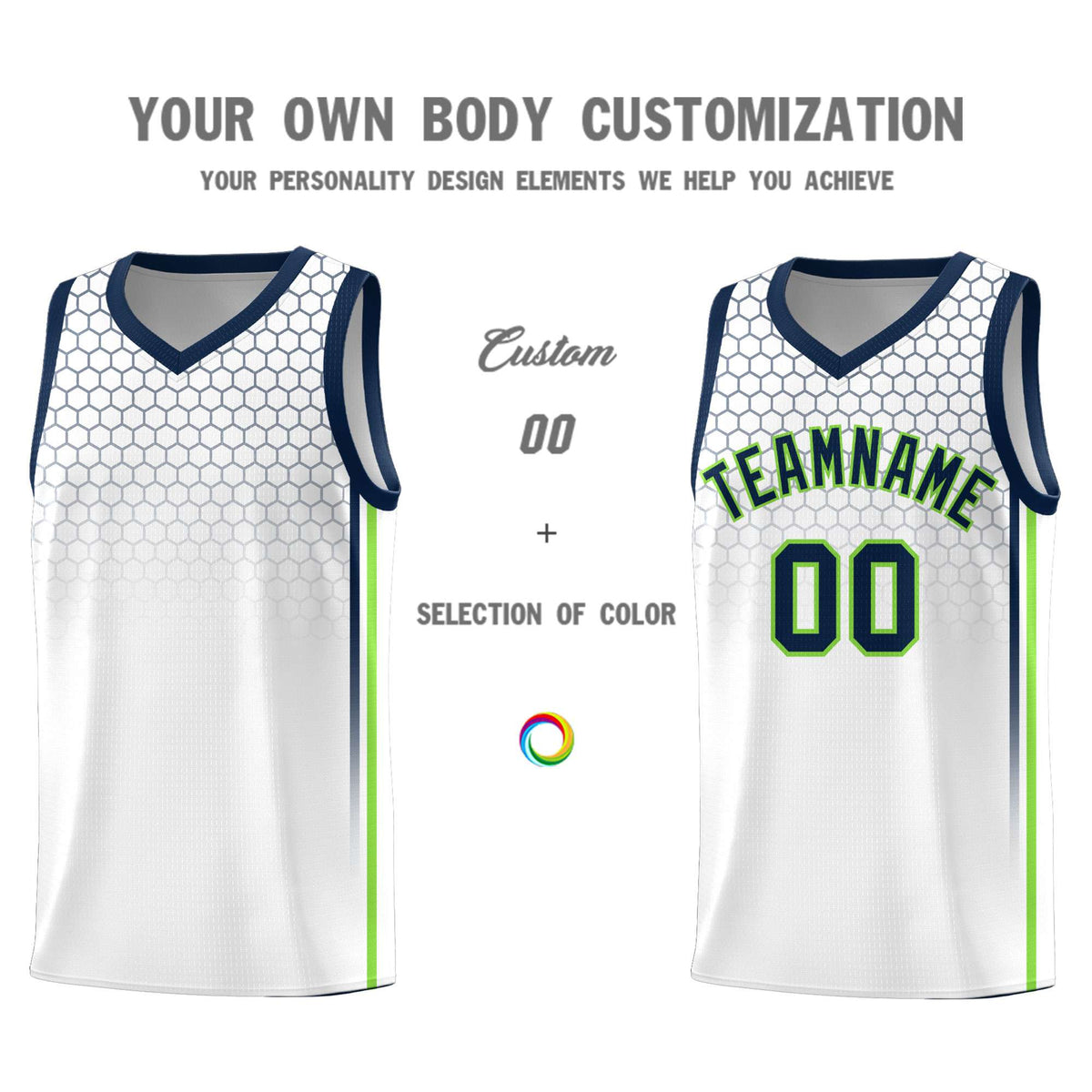 Custom White Personalized Honeycomb Pattern Sports Uniform Basketball Jersey