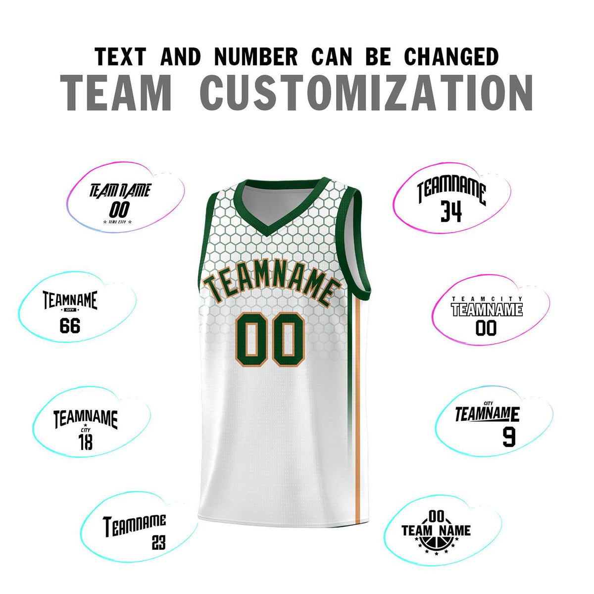 Custom White Personalized Honeycomb Pattern Sports Uniform Basketball Jersey