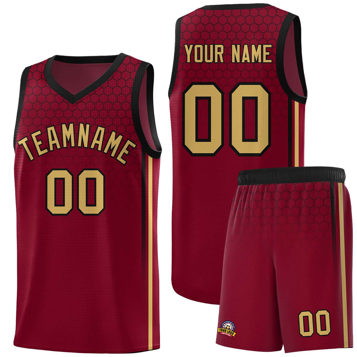 Custom Crimson Personalized Honeycomb Pattern Sports Uniform Basketball Jersey