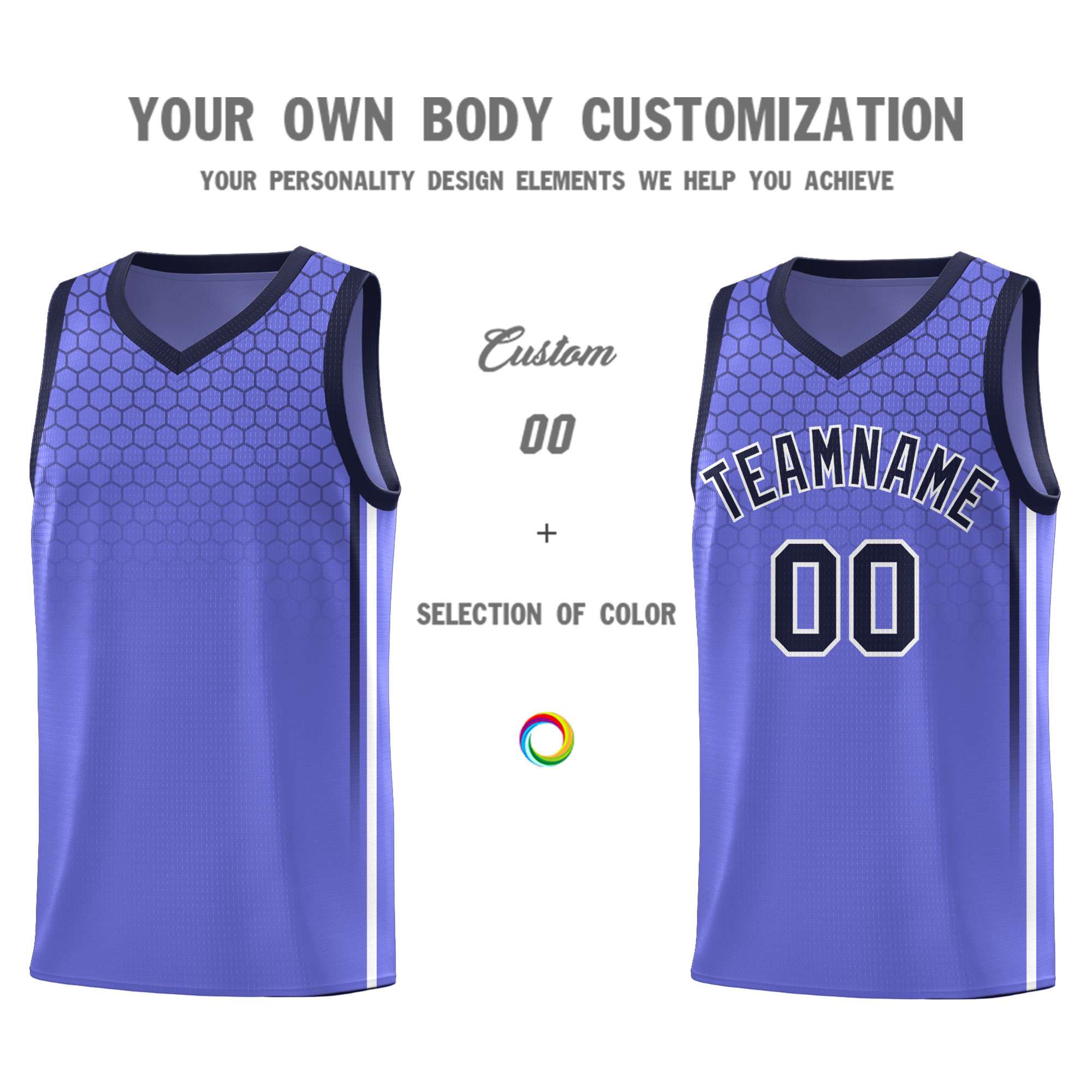 Custom Purple Personalized Honeycomb Pattern Sports Uniform Basketball Jersey