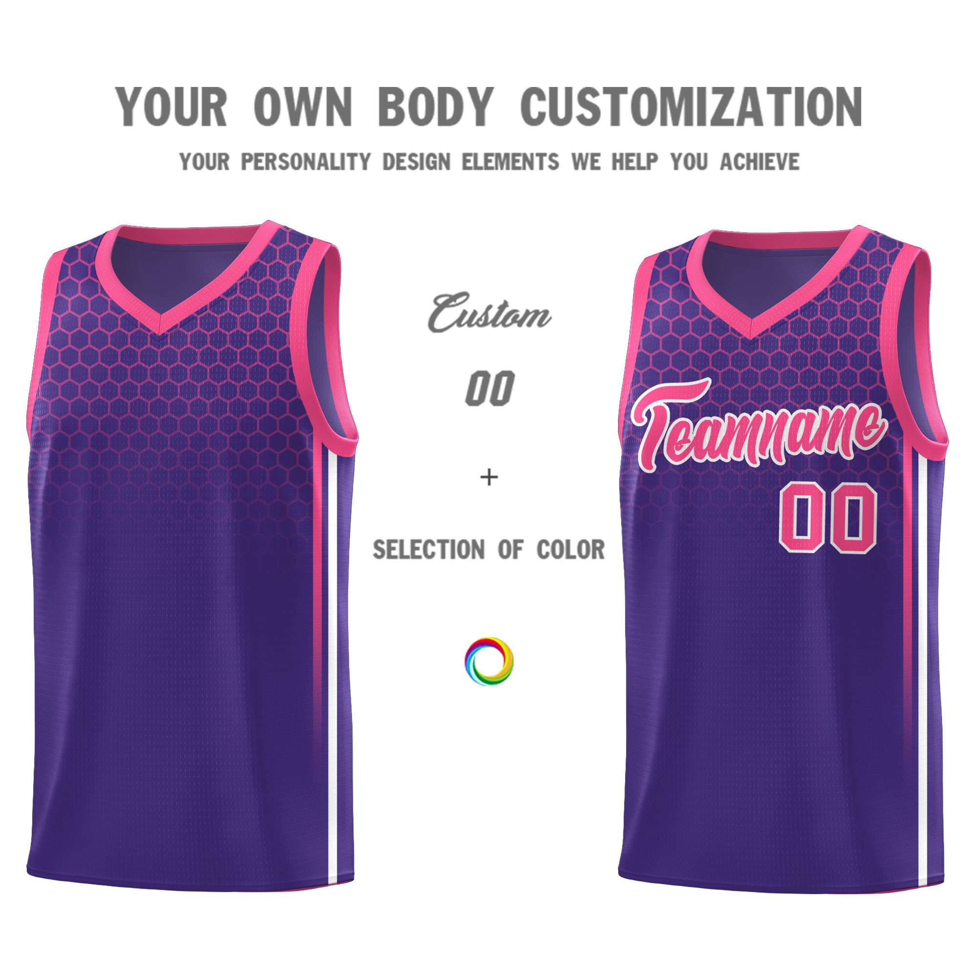 Custom Purple Personalized Honeycomb Pattern Sports Uniform Basketball Jersey