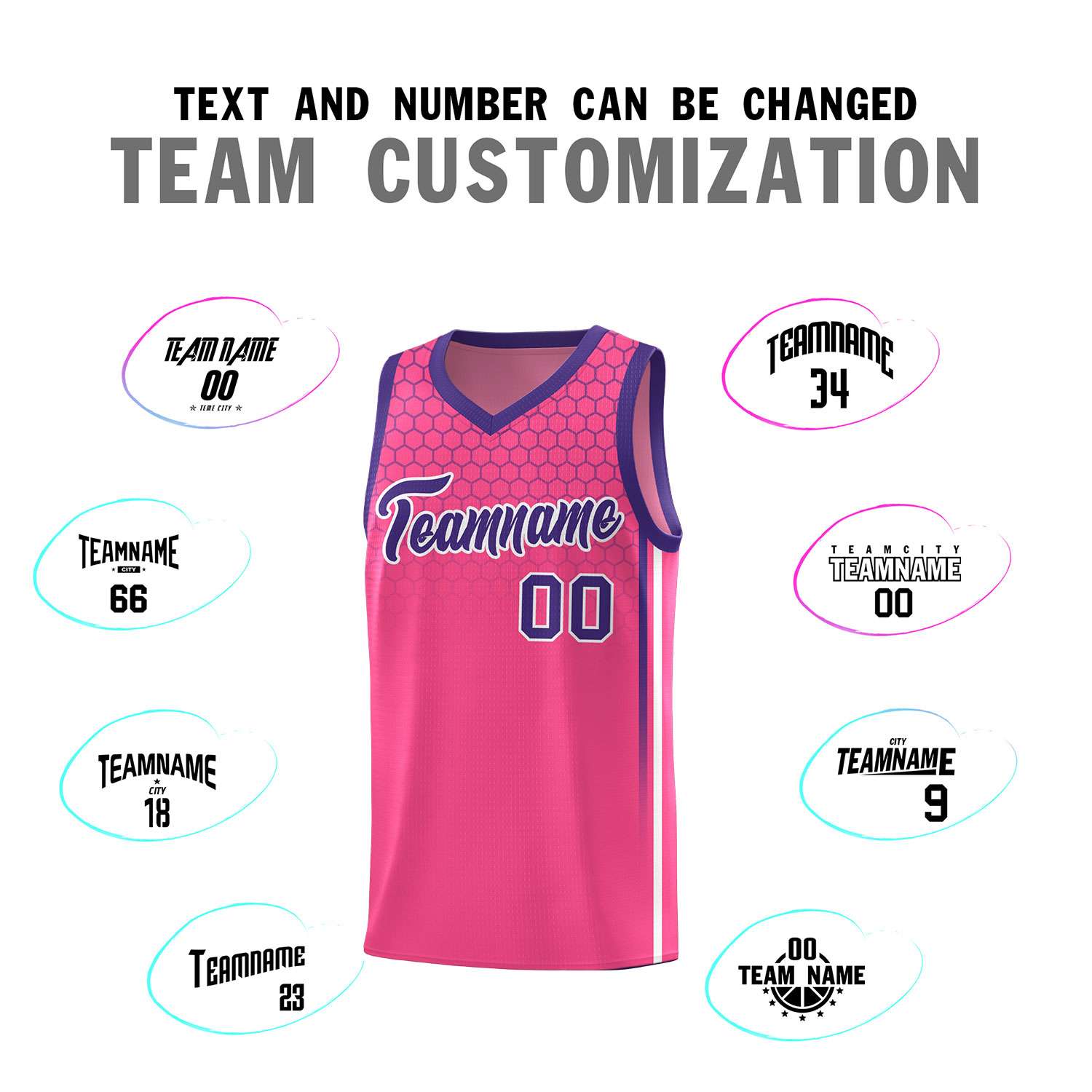 Custom Pink Personalized Honeycomb Pattern Sports Uniform Basketball Jersey