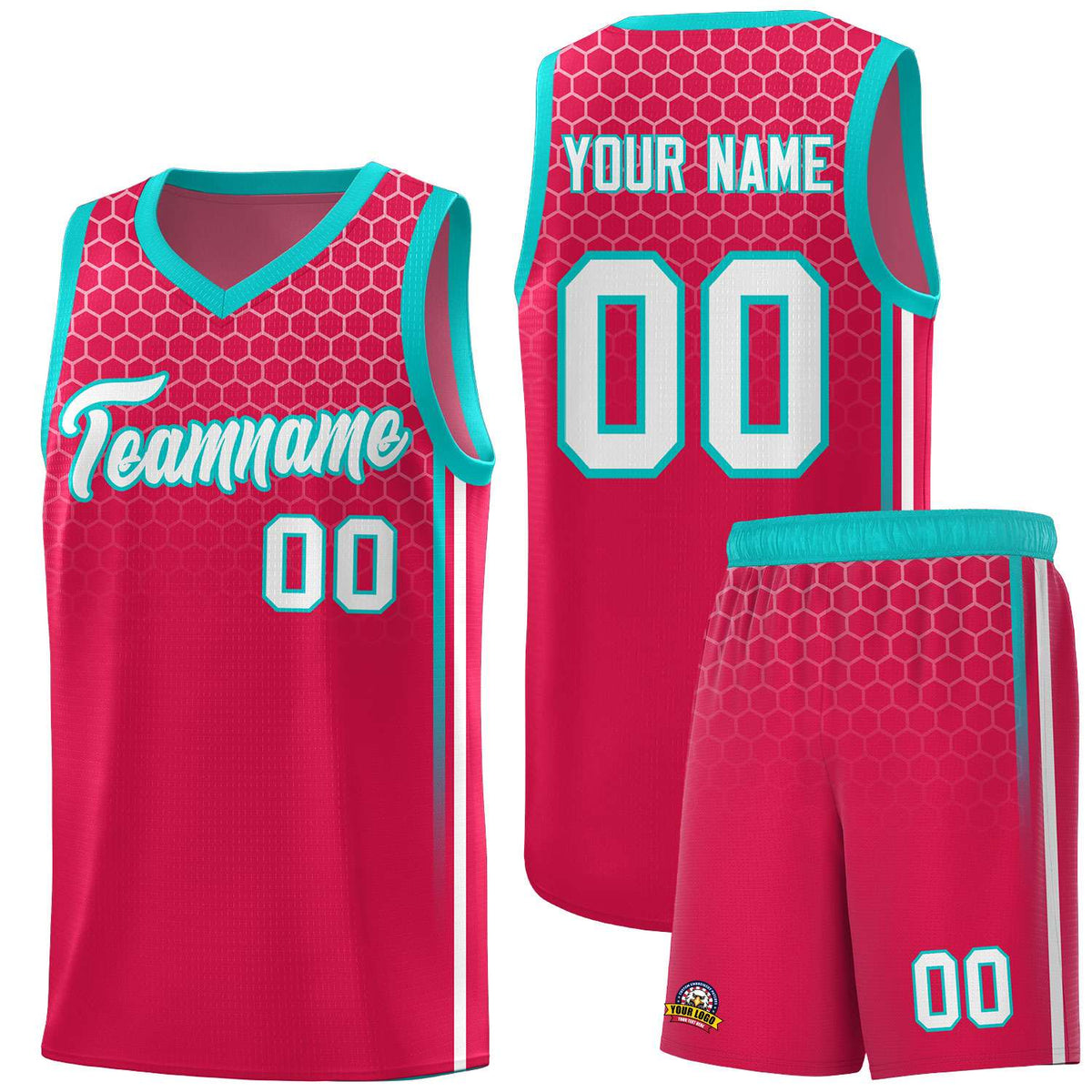 Custom Red Personalized Honeycomb Pattern Sports Uniform Basketball Jersey
