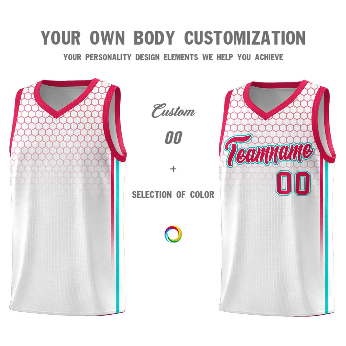 Custom White Personalized Honeycomb Pattern Sports Uniform Basketball Jersey