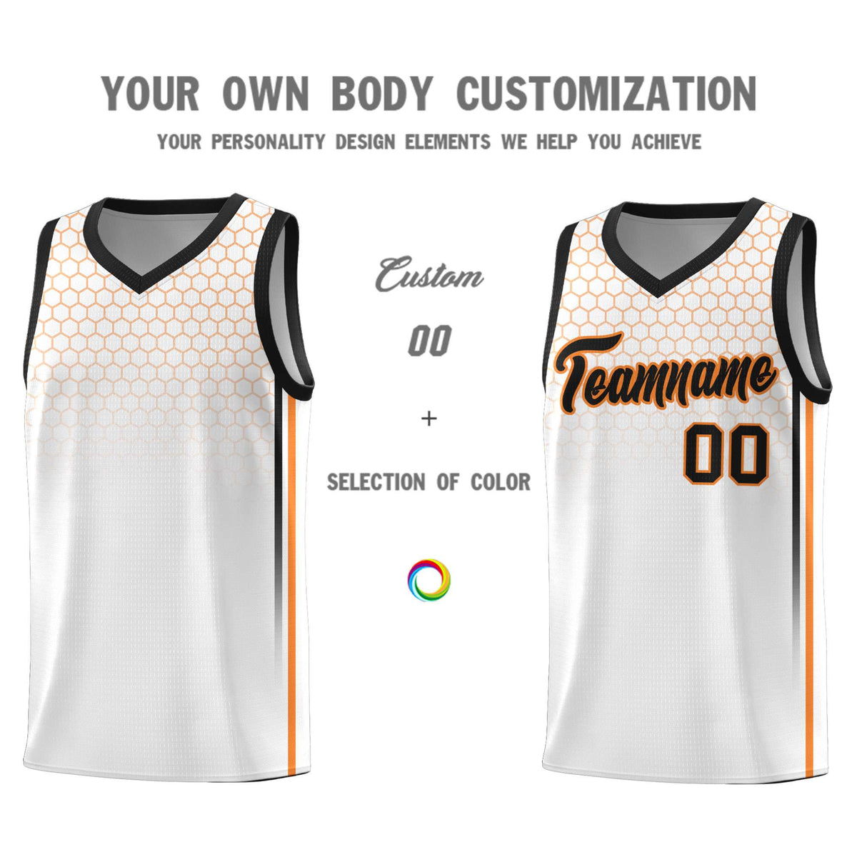 Custom White Personalized Honeycomb Pattern Sports Uniform Basketball Jersey