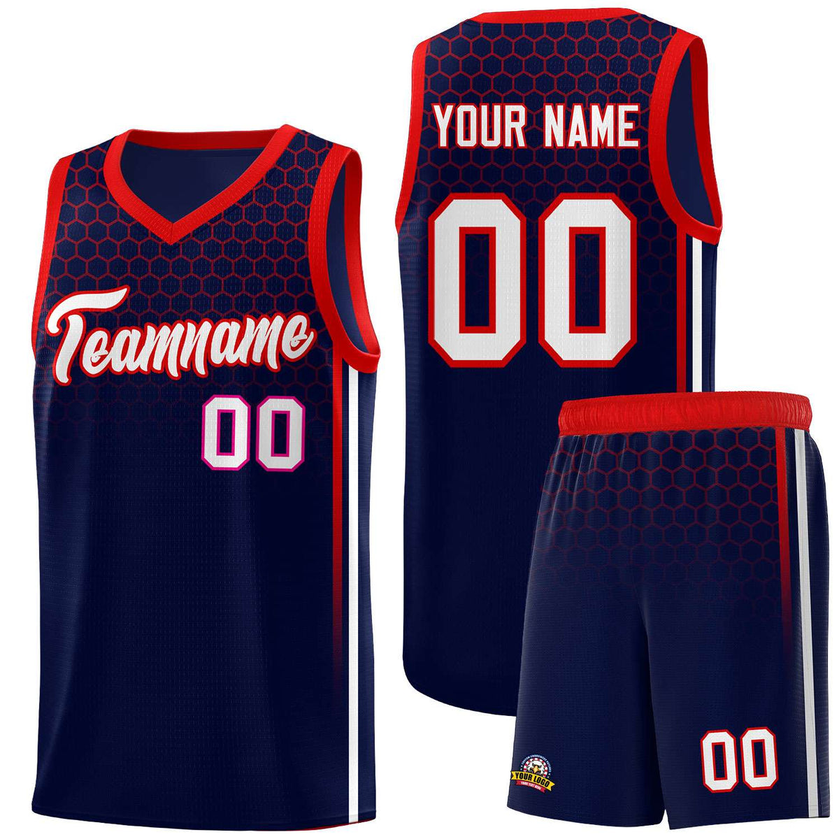 Custom Navy Personalized Honeycomb Pattern Sports Uniform Basketball Jersey