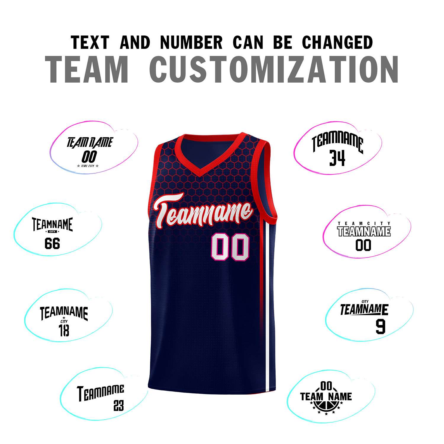 Custom Navy Personalized Honeycomb Pattern Sports Uniform Basketball Jersey