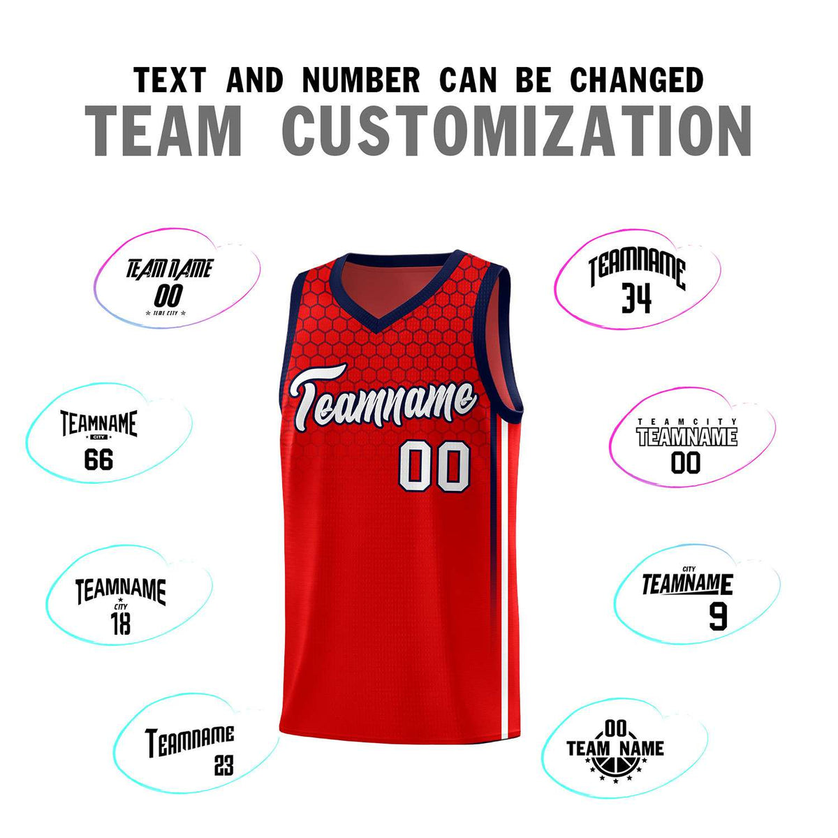 Custom Red Personalized Honeycomb Pattern Sports Uniform Basketball Jersey