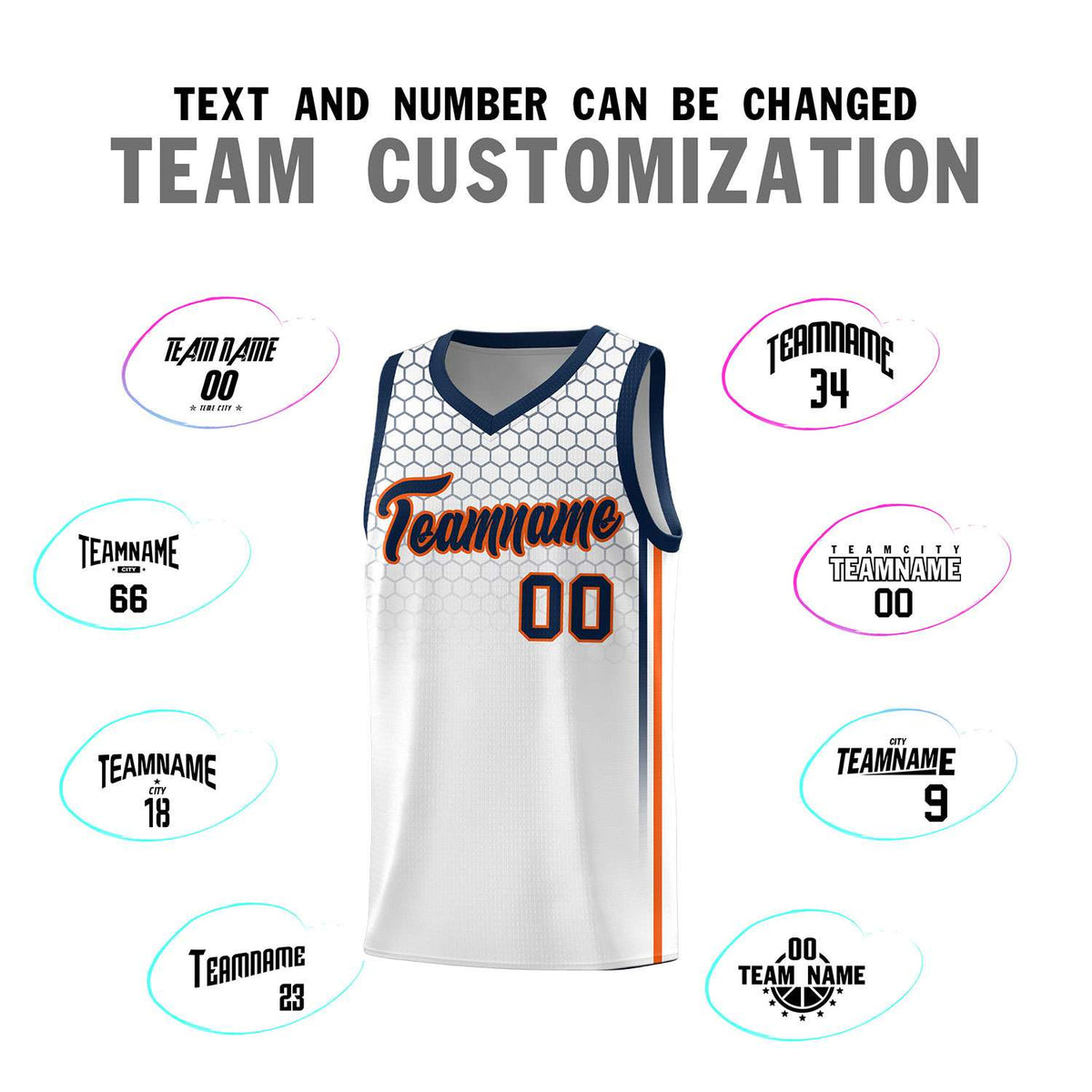 Custom White Personalized Honeycomb Pattern Sports Uniform Basketball Jersey