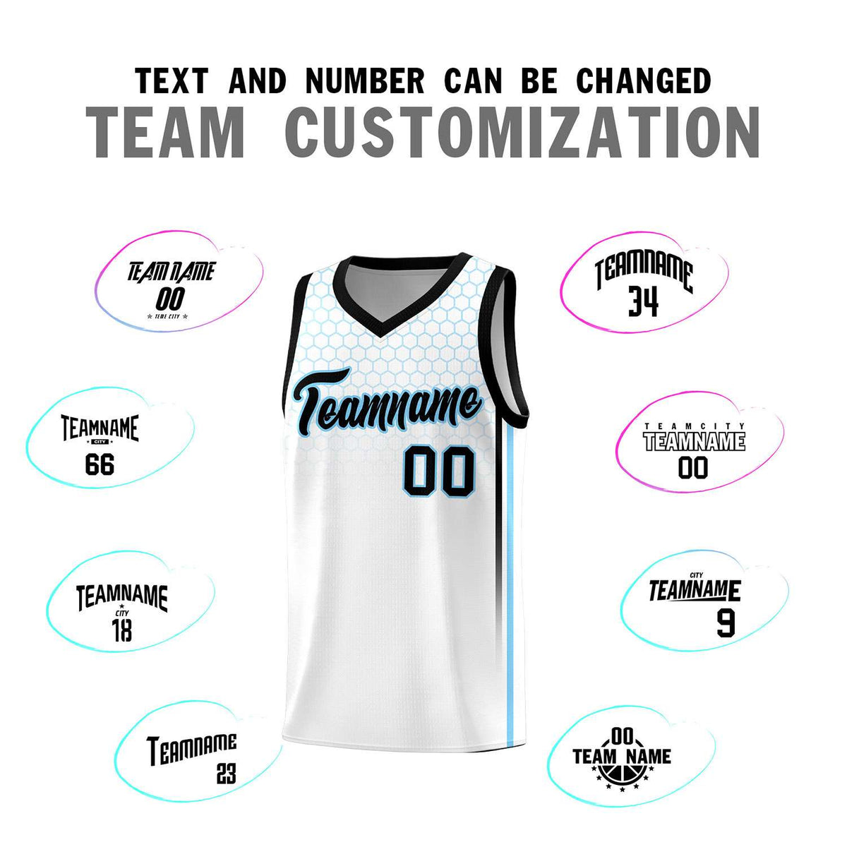Custom White Personalized Honeycomb Pattern Sports Uniform Basketball Jersey
