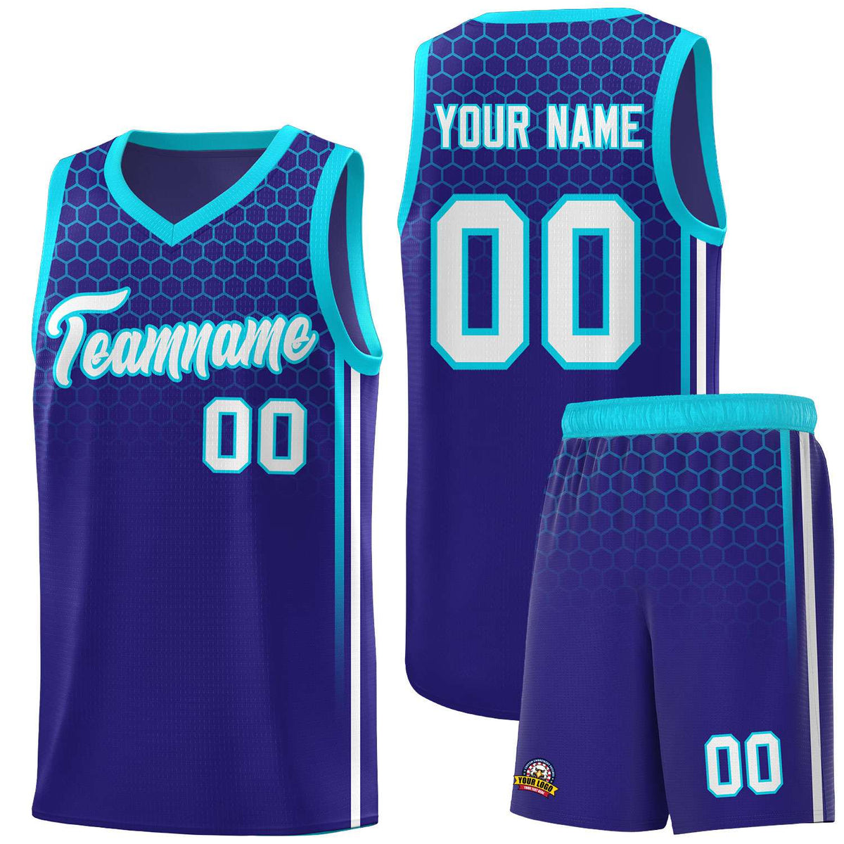 Custom Royal Personalized Honeycomb Pattern Sports Uniform Basketball Jersey