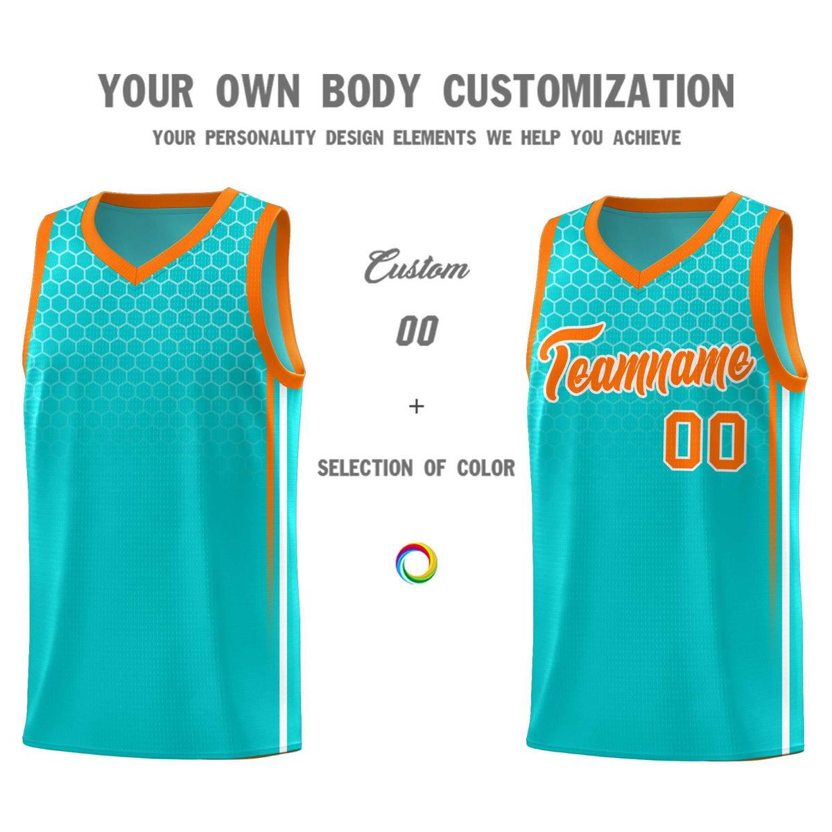 Custom Sky Blue Personalized Honeycomb Pattern Sports Uniform Basketball Jersey