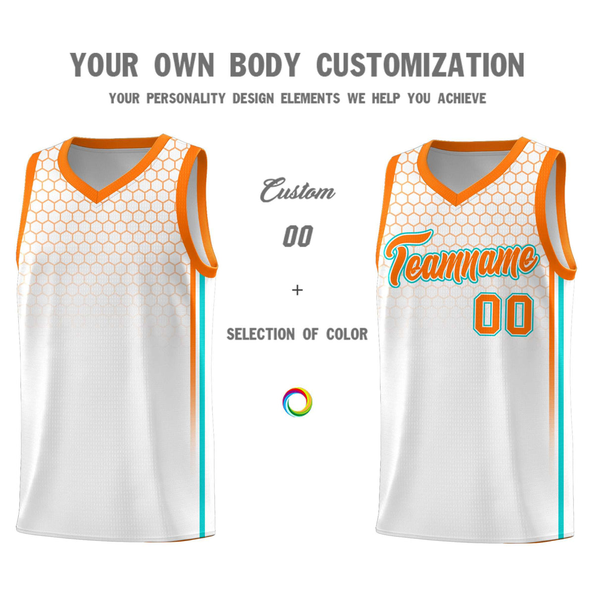 Custom White Personalized Honeycomb Pattern Sports Uniform Basketball Jersey