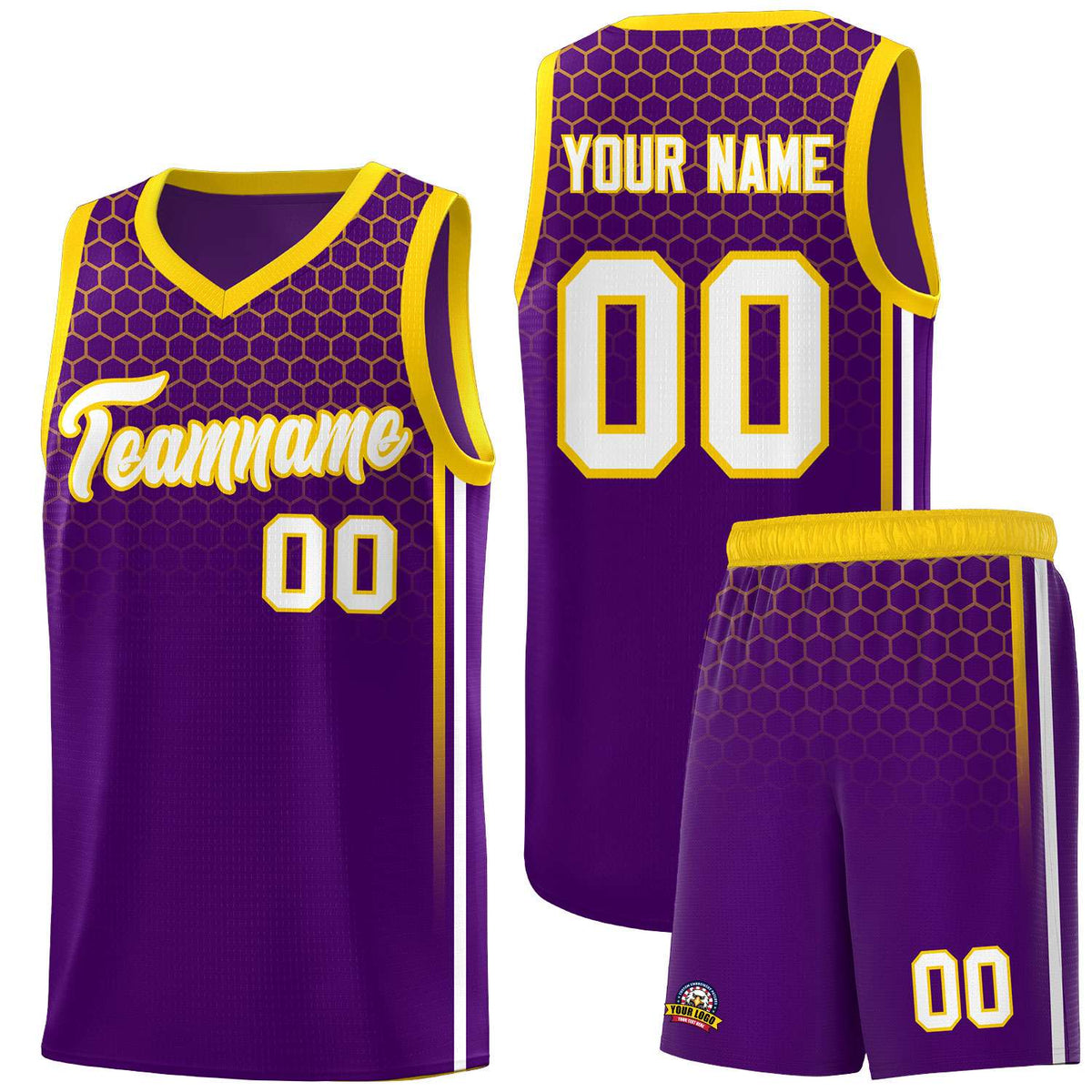 Custom Purple Personalized Honeycomb Pattern Sports Uniform Basketball Jersey
