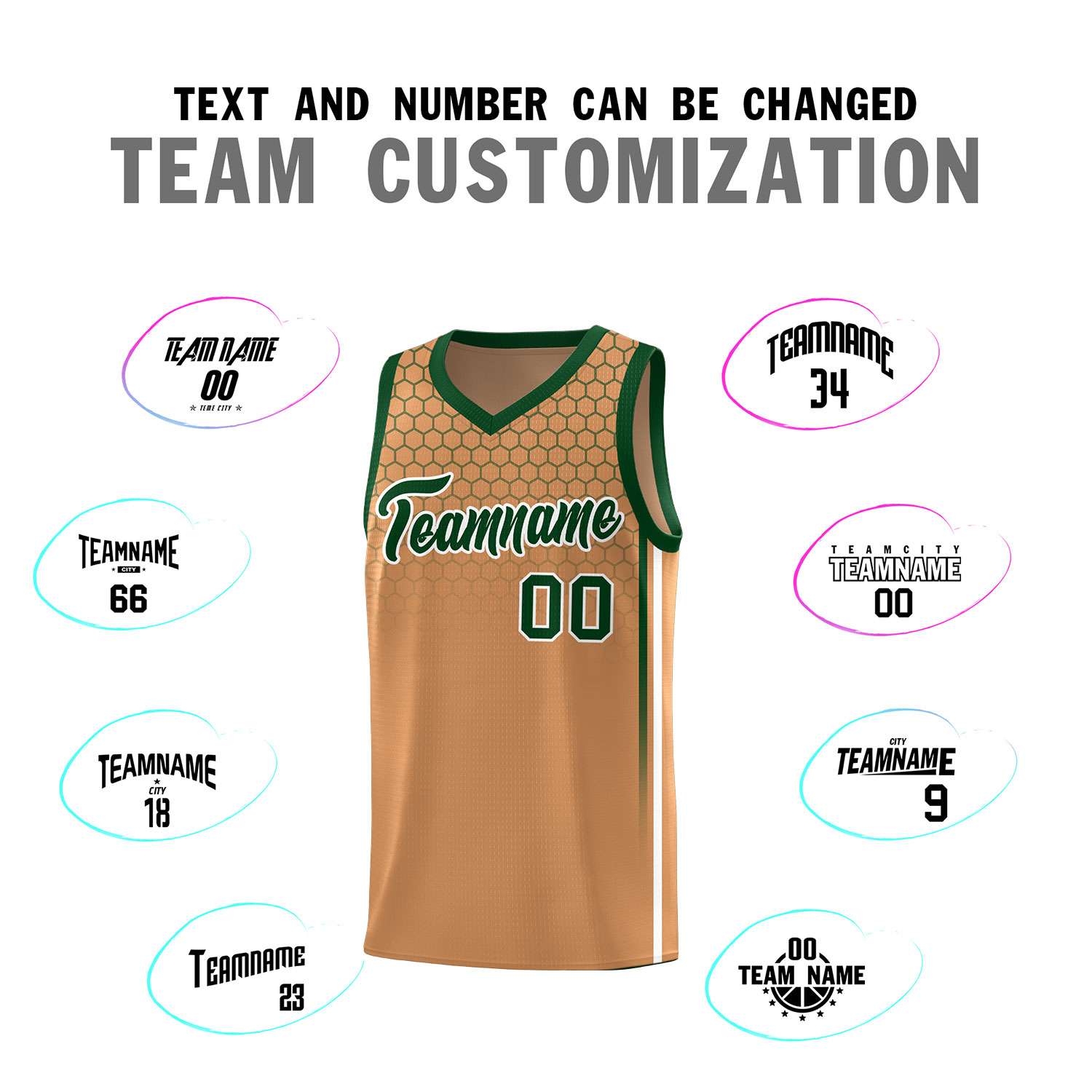 Custom Light Brown Personalized Honeycomb Pattern Sports Uniform Basketball Jersey