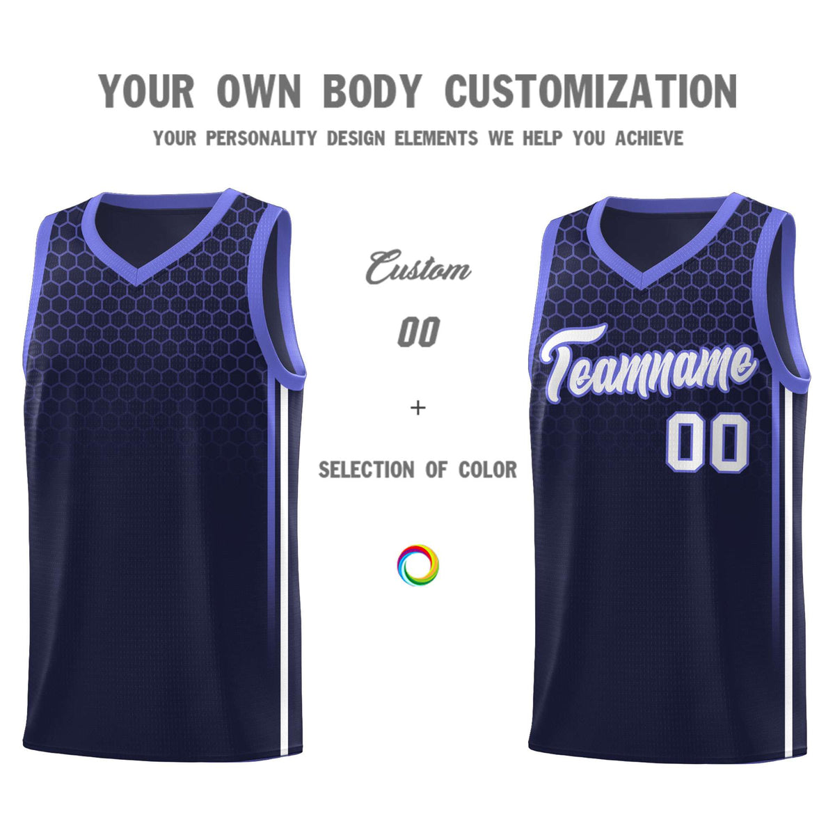 Custom Navy Personalized Honeycomb Pattern Sports Uniform Basketball Jersey