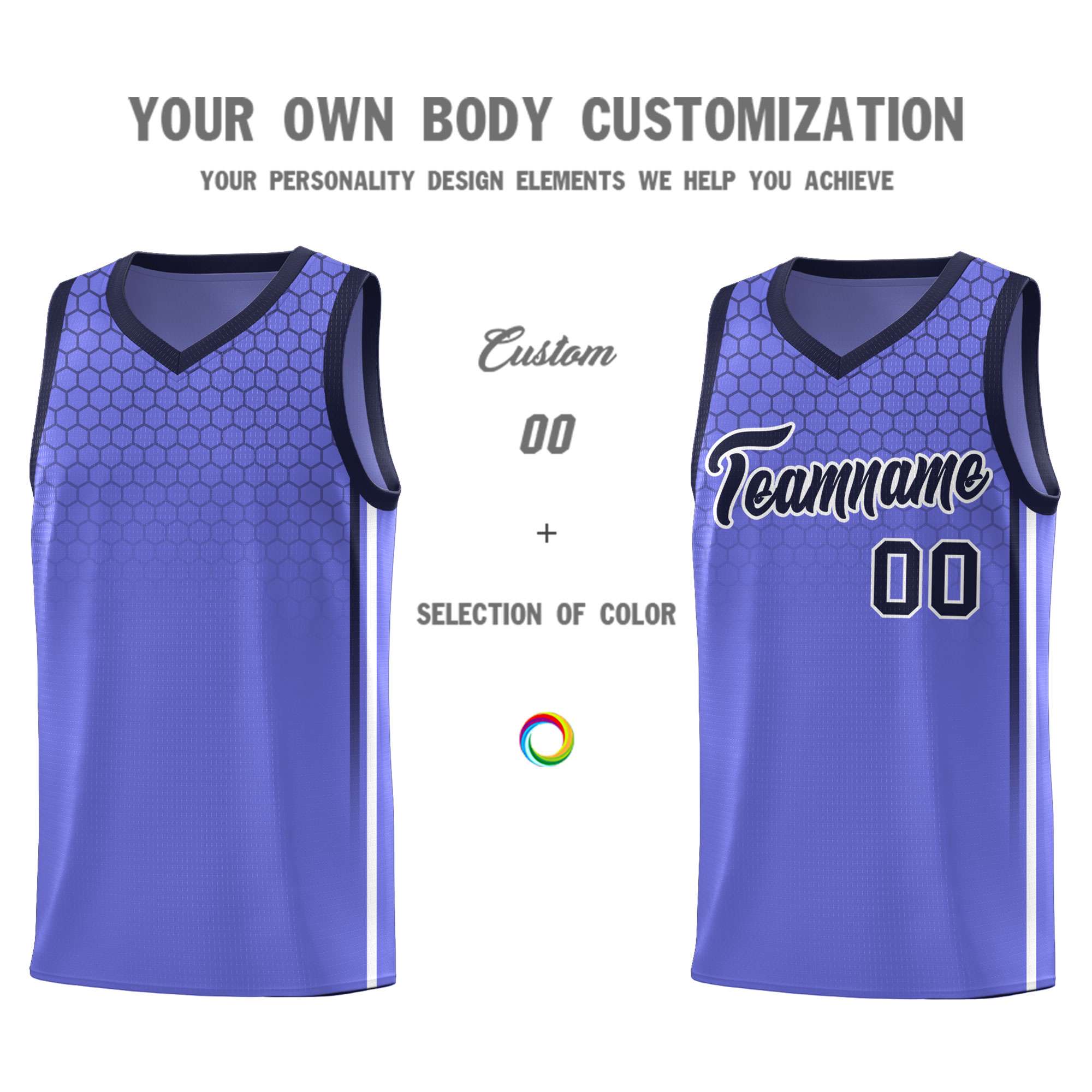 Custom Purple Personalized Honeycomb Pattern Sports Uniform Basketball Jersey
