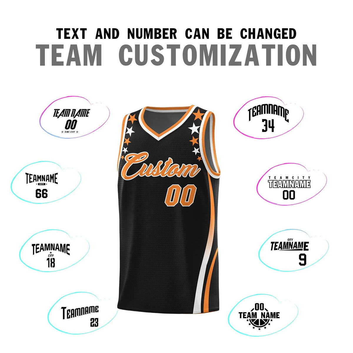 Custom Black Shoulders Star Pattern Side Color Block Sports Uniform Basketball Kits