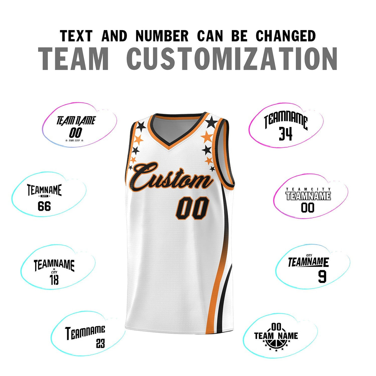 Custom White Shoulders Star Pattern Side Color Block Sports Uniform Basketball Kits