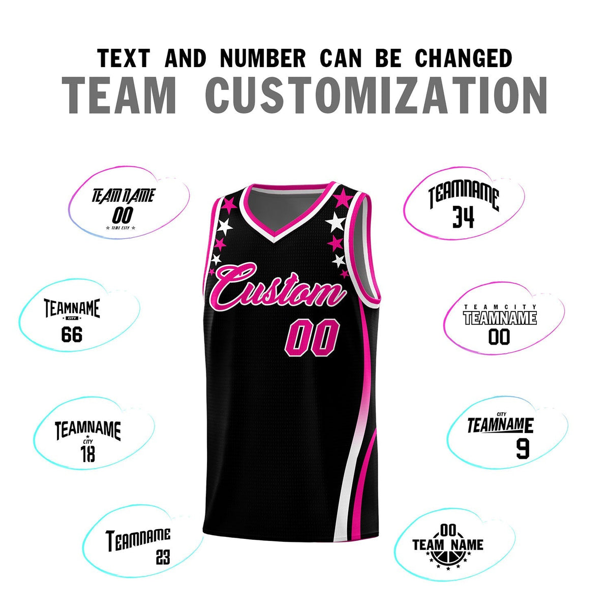 Custom Black Shoulders Star Pattern Side Color Block Sports Uniform Basketball Kits