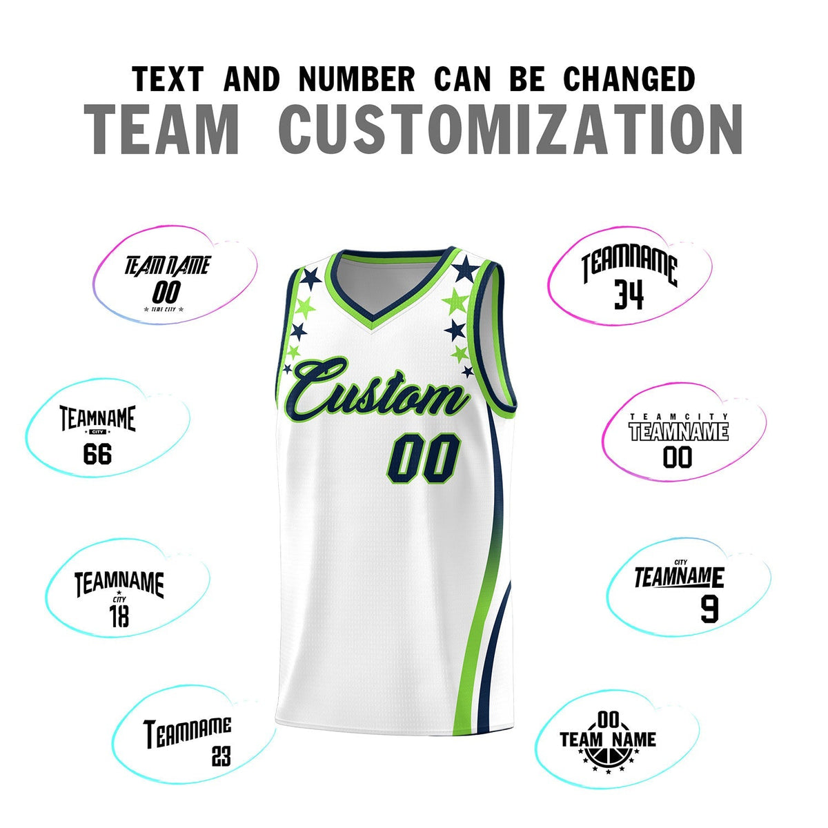 Custom White Shoulders Star Pattern Side Color Block Sports Uniform Basketball Kits