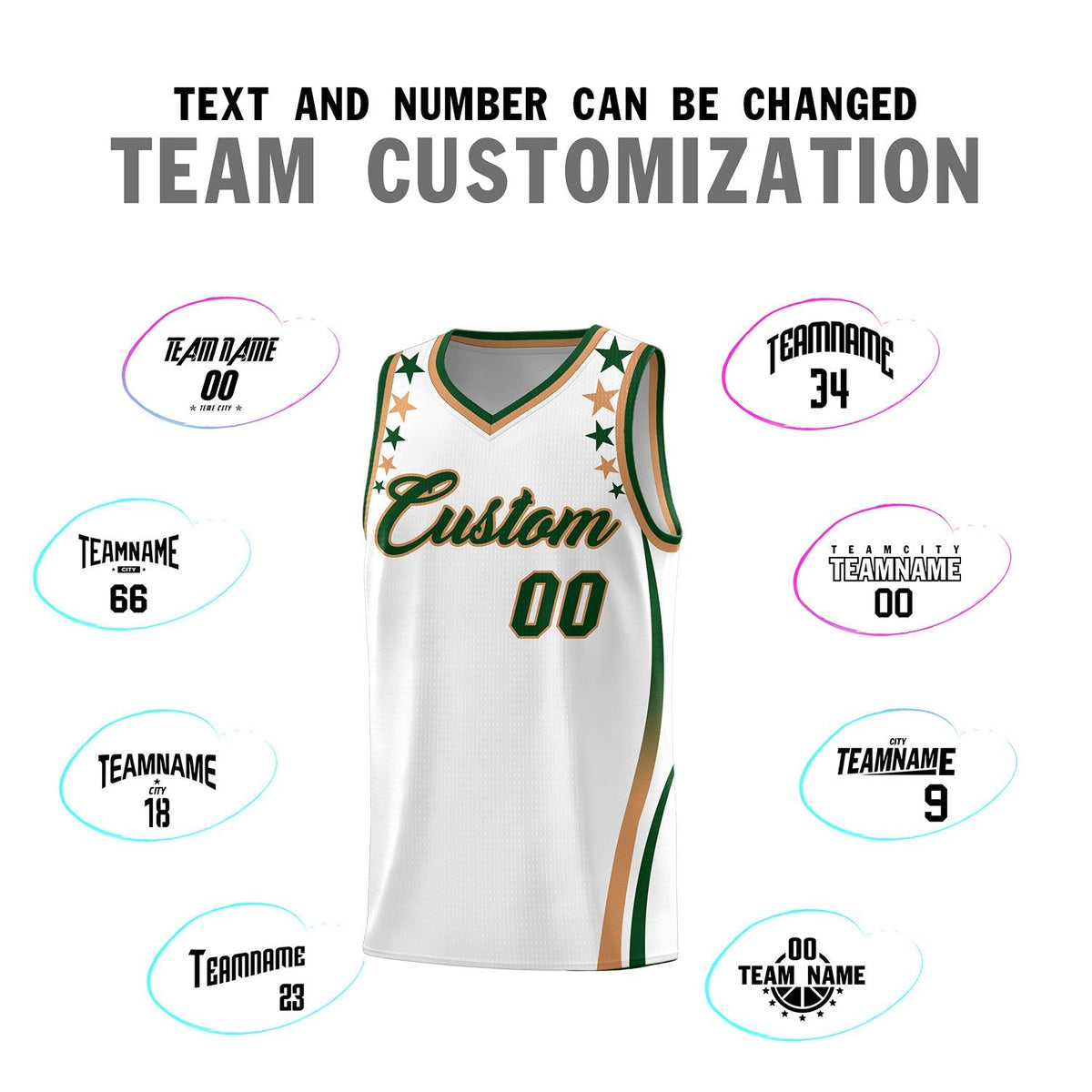 Custom White Shoulders Star Pattern Side Color Block Sports Uniform Basketball Kits