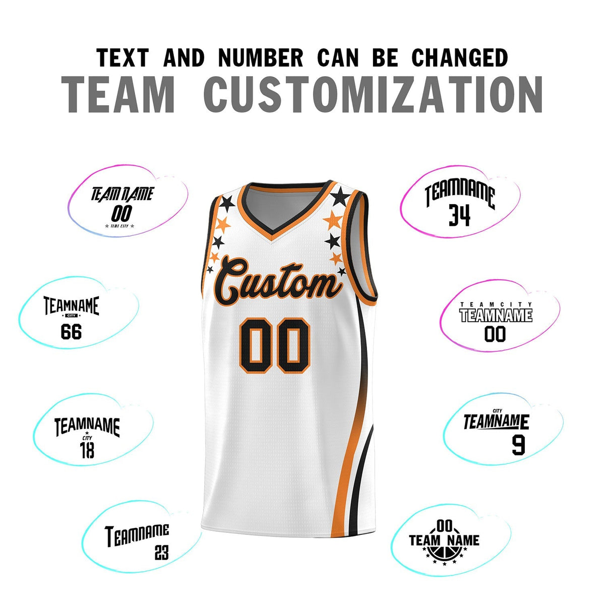 Custom White Shoulders Star Pattern Side Color Block Sports Uniform Basketball Kits