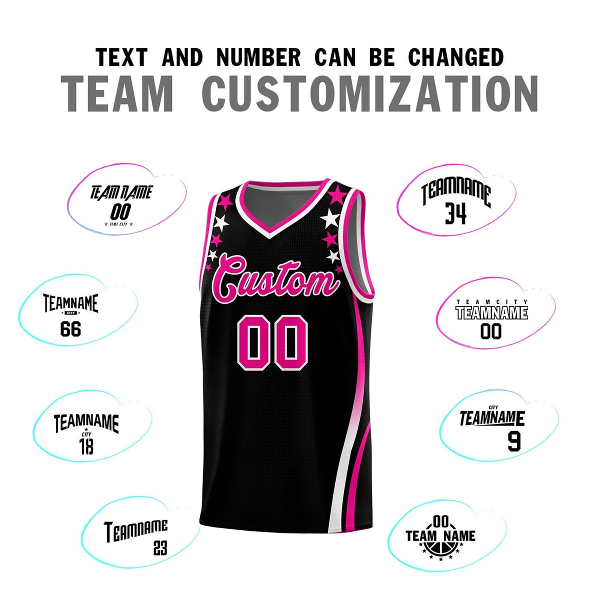 Custom Black Shoulders Star Pattern Side Color Block Sports Uniform Basketball Kits