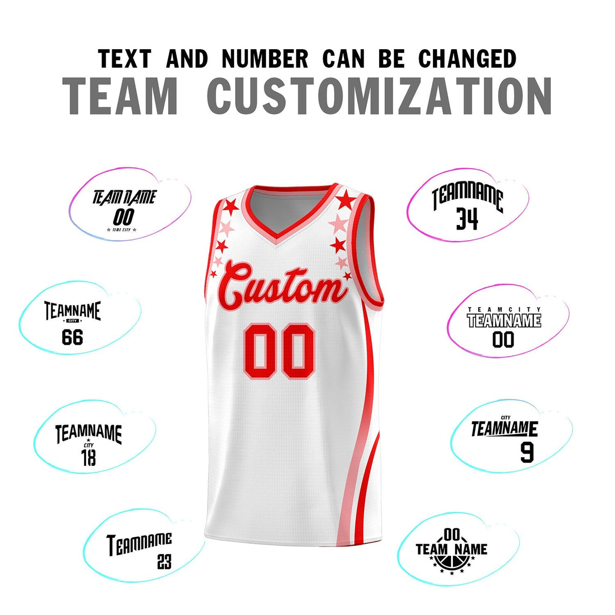Custom White Shoulders Star Pattern Side Color Block Sports Uniform Basketball Kits