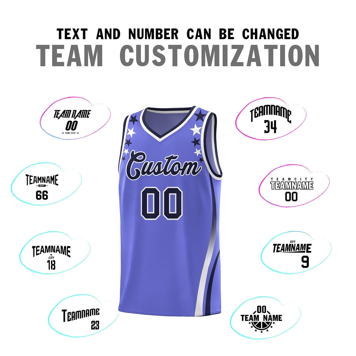 Custom Purple Shoulders Star Pattern Side Color Block Sports Uniform Basketball Kits