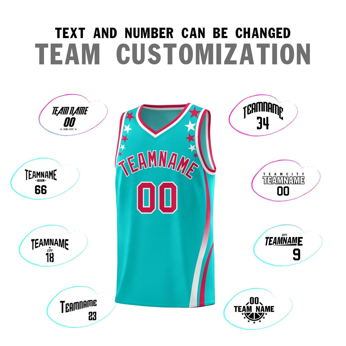 Custom Sky Blue Shoulders Star Pattern Side Color Block Sports Uniform Basketball Kits