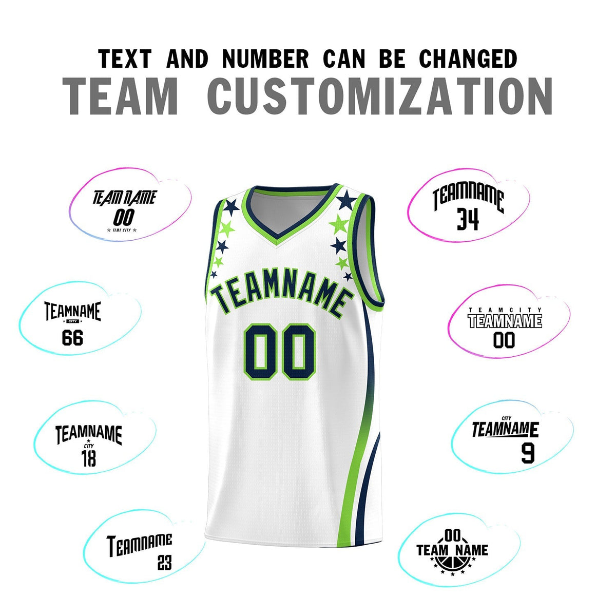 Custom White Shoulders Star Pattern Side Color Block Sports Uniform Basketball Kits