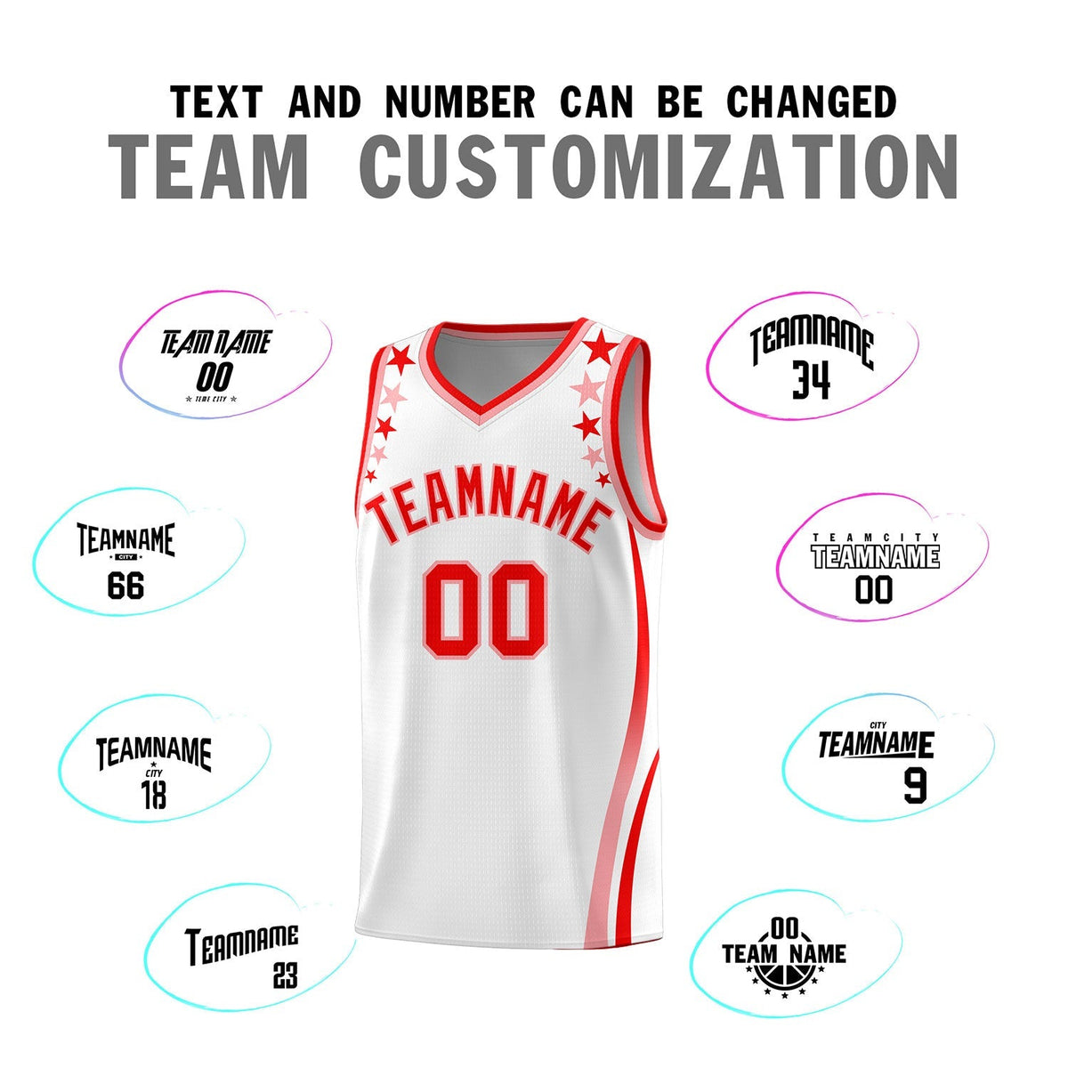 Custom White Shoulders Star Pattern Side Color Block Sports Uniform Basketball Kits