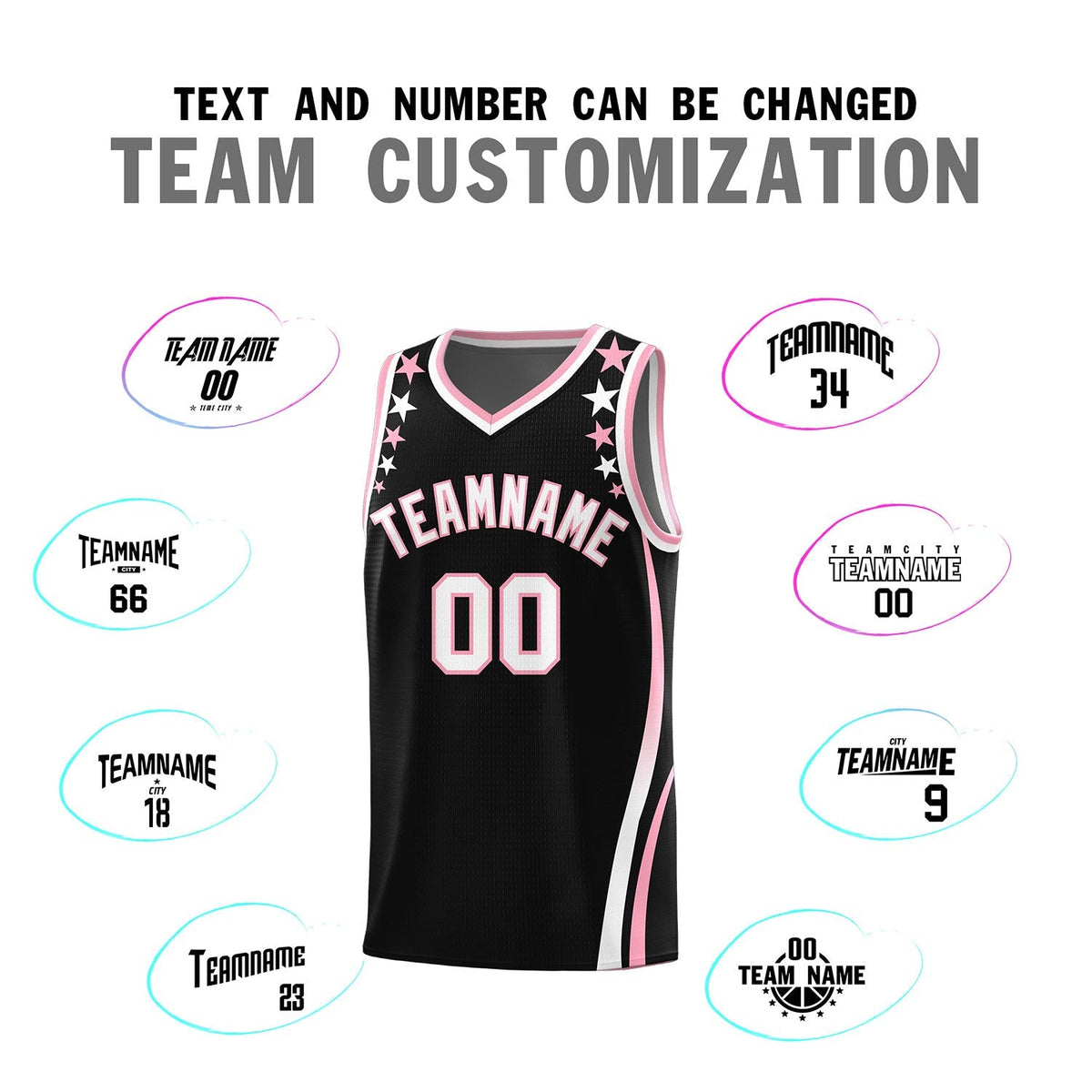 Custom Black Shoulders Star Pattern Side Color Block Sports Uniform Basketball Kits