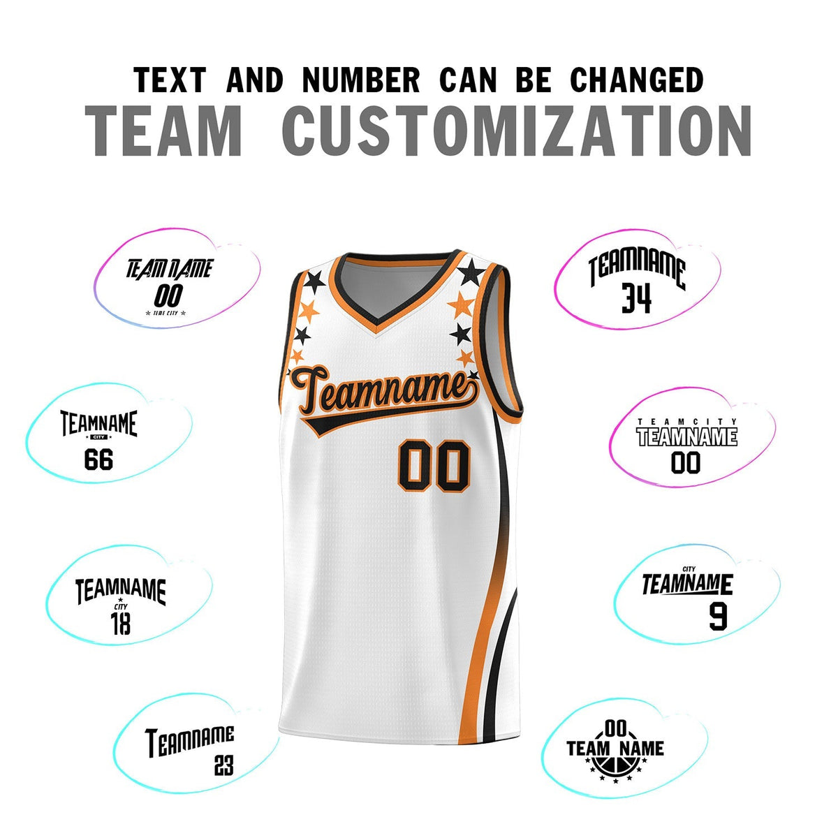 Custom White Shoulders Star Pattern Side Color Block Sports Uniform Basketball Kits