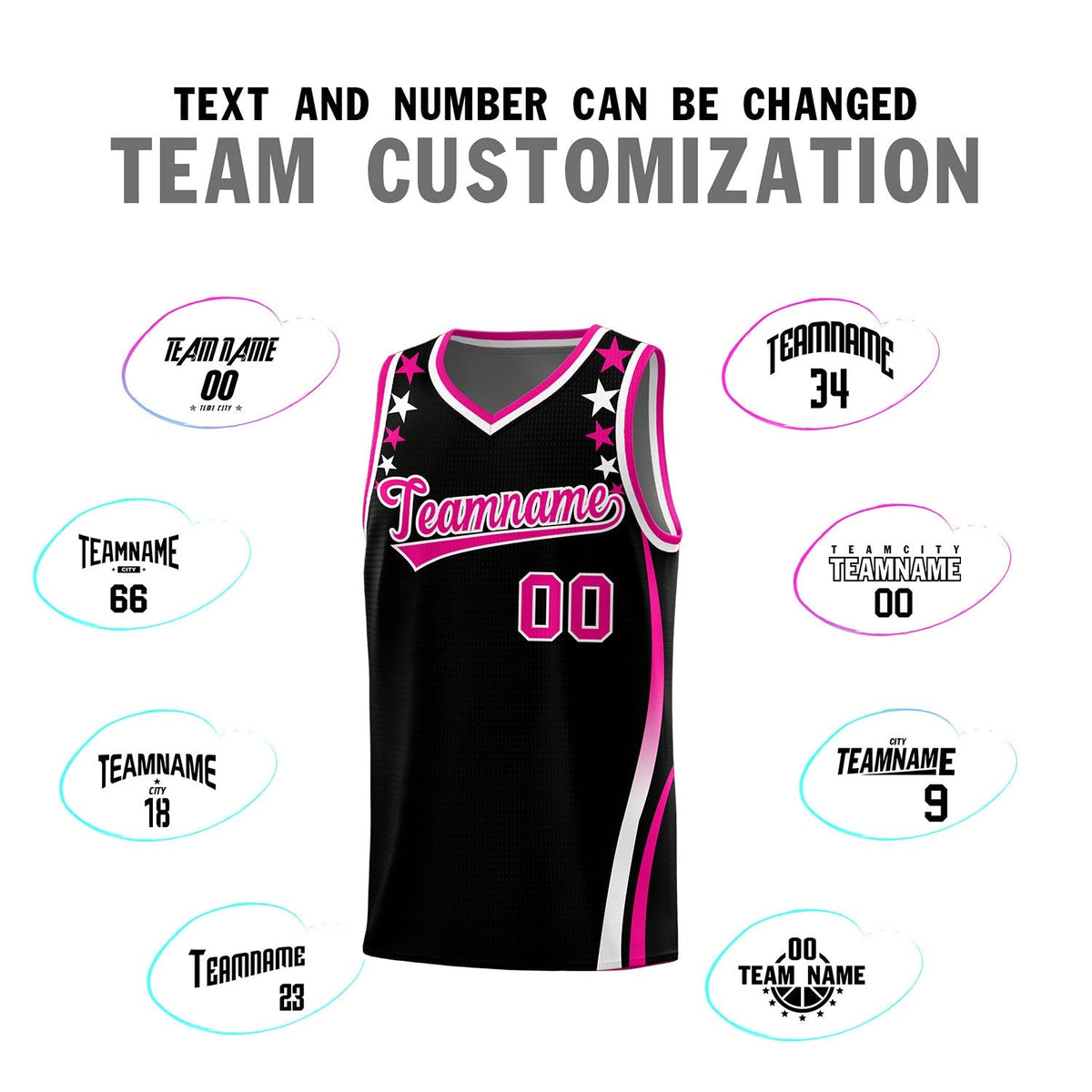 Custom Black Shoulders Star Pattern Side Color Block Sports Uniform Basketball Kits