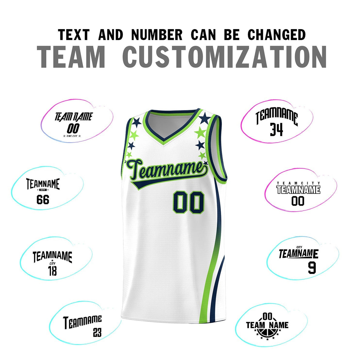 Custom White Shoulders Star Pattern Side Color Block Sports Uniform Basketball Kits