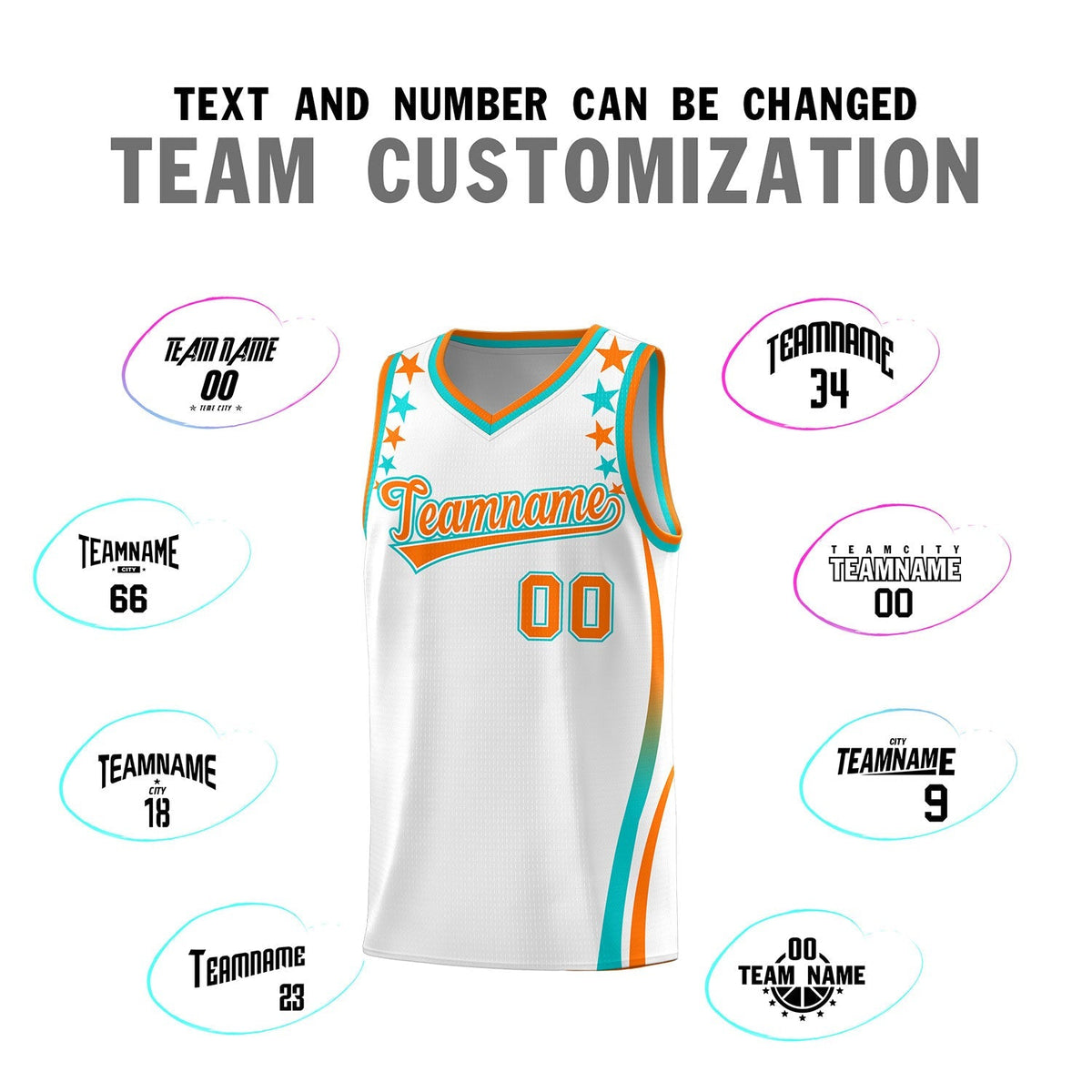 Custom White Shoulders Star Pattern Side Color Block Sports Uniform Basketball Kits