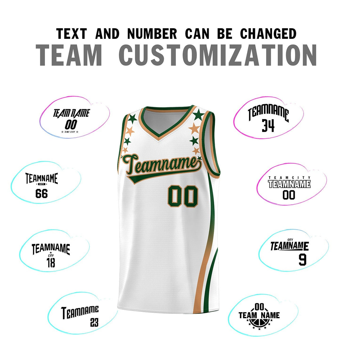 Custom White Shoulders Star Pattern Side Color Block Sports Uniform Basketball Kits