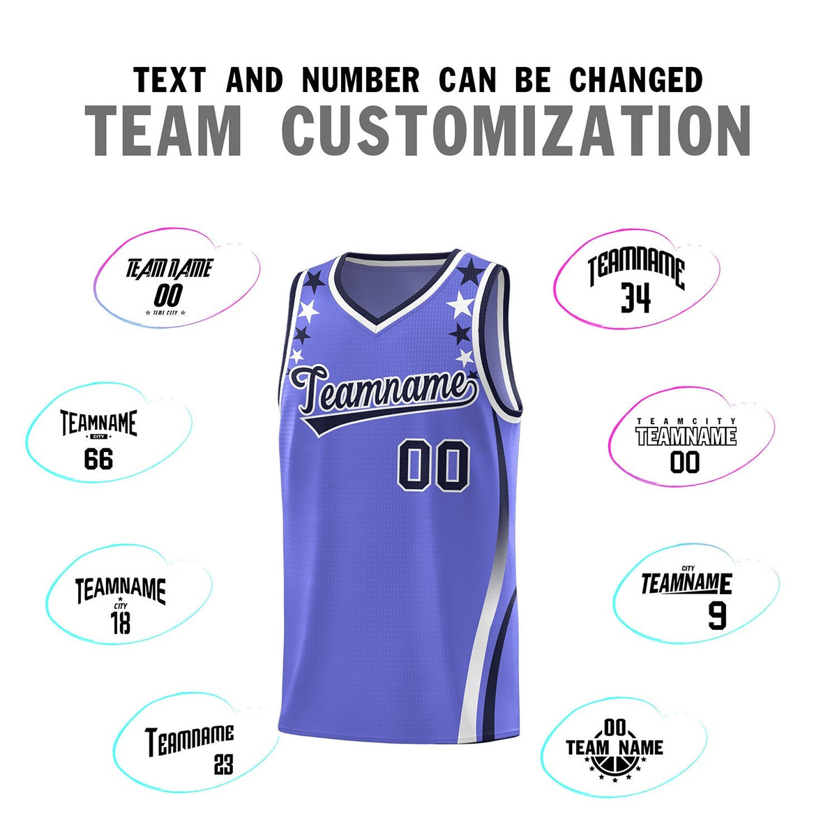 Custom Purple Shoulders Star Pattern Side Color Block Sports Uniform Basketball Kits