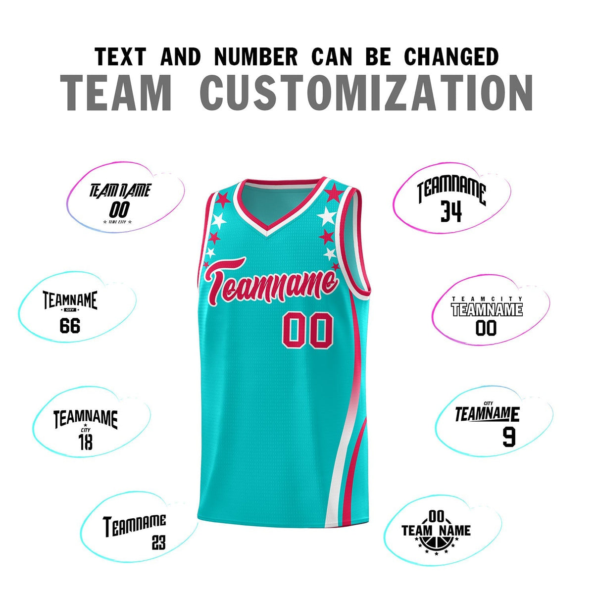 Custom Sky Blue Shoulders Star Pattern Side Color Block Sports Uniform Basketball Kits
