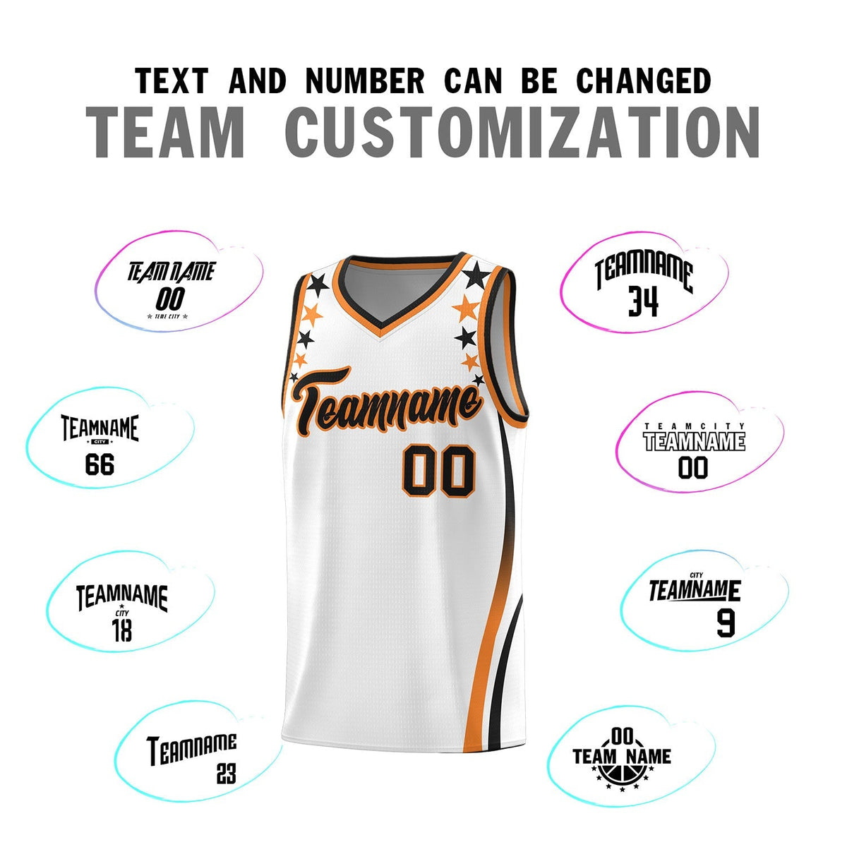 Custom White Shoulders Star Pattern Side Color Block Sports Uniform Basketball Kits